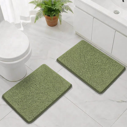 Bcoimo Bath Rug Mat,Sage Chenille High Absorbent Long Bathroom Runner Rugs
