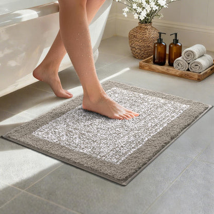 Long 2x4 Ft (48''x24'') Bathroom Rugs, Non Slip Washable Bath Mat Grey