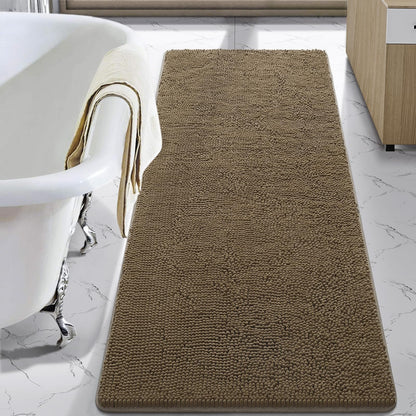 LOCHAS Luxury Bathroom Rug Shaggy Bath Mat 24 x 60 Inch, Gray