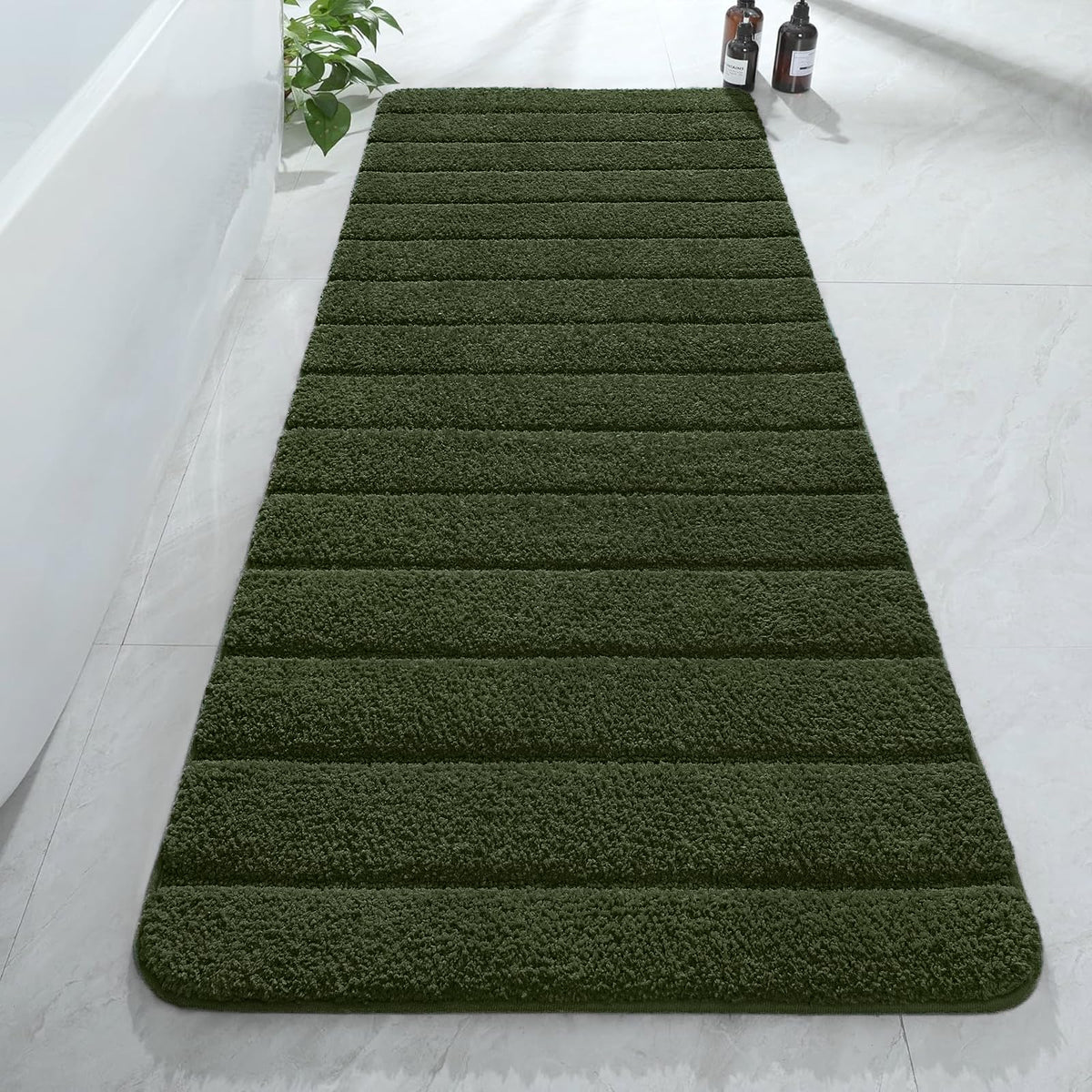 AROGAN Luxury Long Bathroom Runner Rugs 24x60 Inch Bath Rug Non Slip, Black