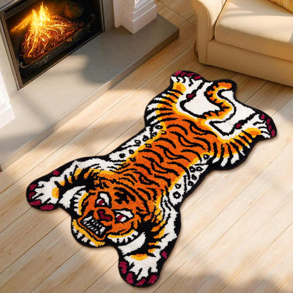 Tibetan Tiger Bath Mat Bathroom Rug Soft Non Slip Orange 24"x40"
