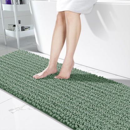 Yimobra Bathroom Rugs Non Slip Washable 32x20 Inch - Ultra Soft Absorbent Chenille Bath Mat, Quick Dry Shaggy Floor Carpet for Tub Shower, Gray Home Decor Accessories