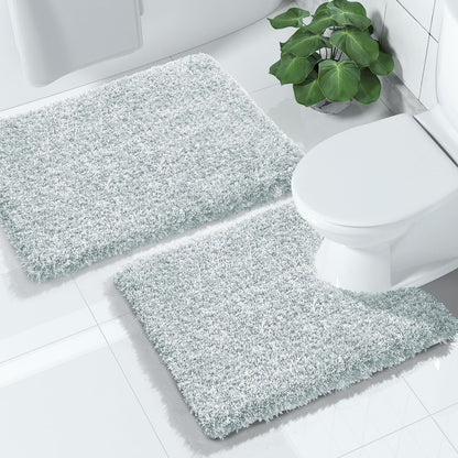 Yimobra Bathroom Rugs Sets 2 Piece, 32x20+24x17, Light Green and White