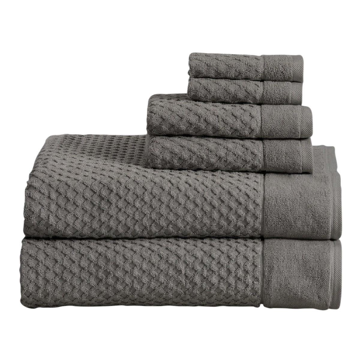Great Bay Home Bath Towels - 100% Cotton 6 Piece Towel Set - Diamond Waffle Weave - Absorbent, Durable, Quick-Dry Towels for Bathroom (Copper)