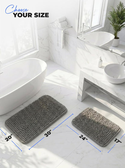 Utopia Home Bathroom Rug, Absorbent Chenille Bath Rugs, 17x24 Inch, Grey