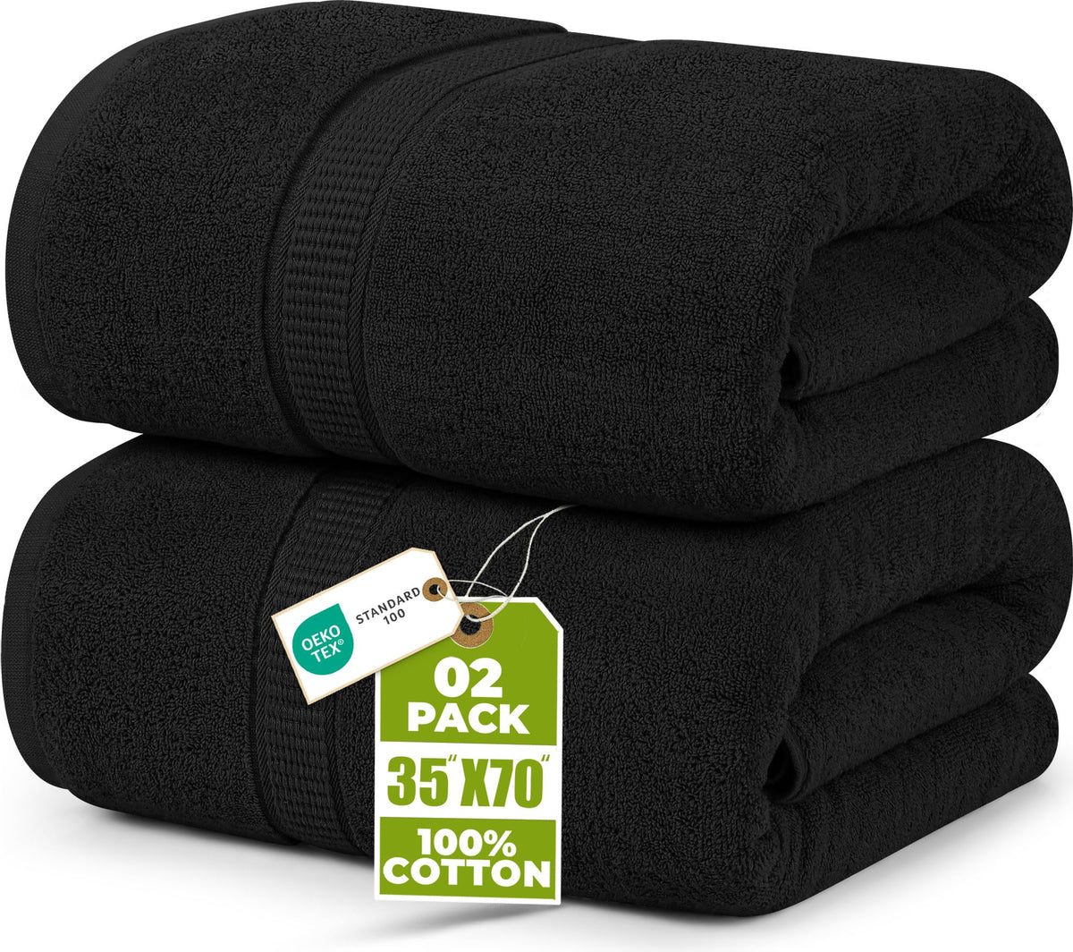 Utopia Towels Jumbo Bath Sheets, 2 Pack, 35x70 in, 600 GSM Cotton, Grey