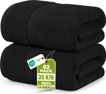 Utopia Towels Jumbo Bath Sheets, 2 Pack, 35x70 in, 600 GSM Cotton, Grey