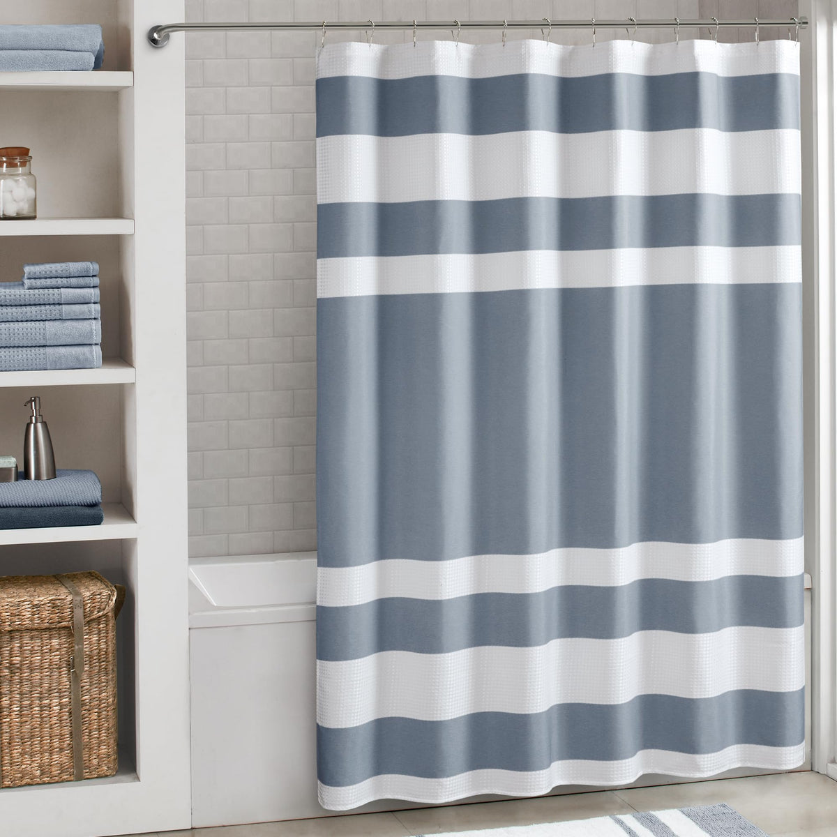 Madison Park Arbor Waffle Shower Curtain for Bathroom, 72 x 72, Beige