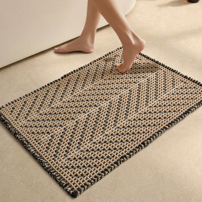 Sunfly Boho Bathroom Rug, Herringbone Waffle Bath Mat Non-Slip Washable Super Absorbent Quick Dry, Farmhouse Bath Mat for Bathroom Floor Decor 20"*30" Khaki