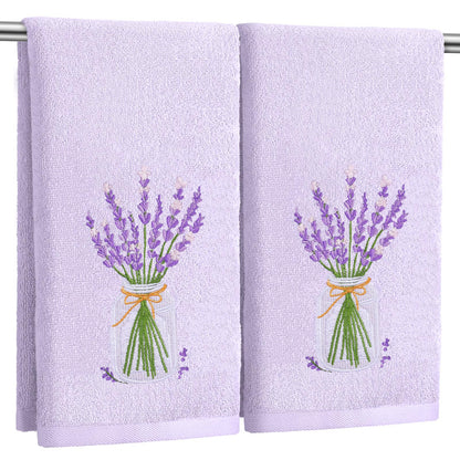 SmoothNovelty 2 Pcs Butterfly Hand Towels Purple Bathroom Decor 14x29 Inch