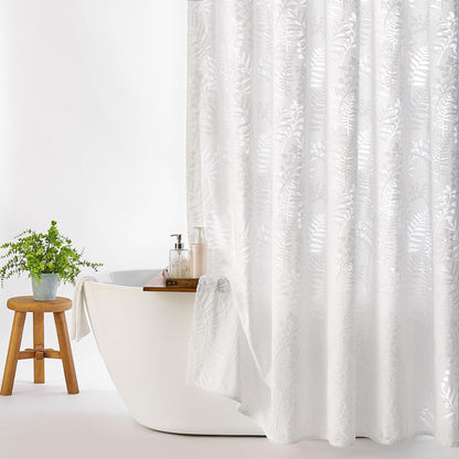 Olive Green Shower Curtain Lace Tropical Plant Textured Shower Curtain Sheer Farmhouse Fabric Shower Curtains for Bathroom 72 x 72