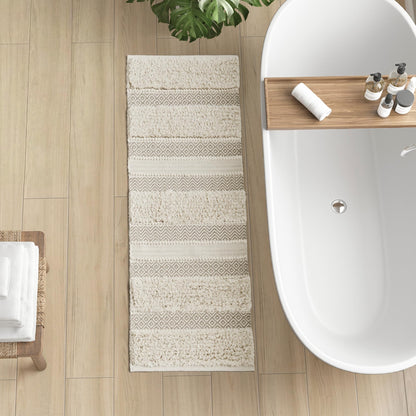 INK+IVY Asher Non-Slip Bath Rug Absorbent Quick Dry Striped, 20 x 32, Navy