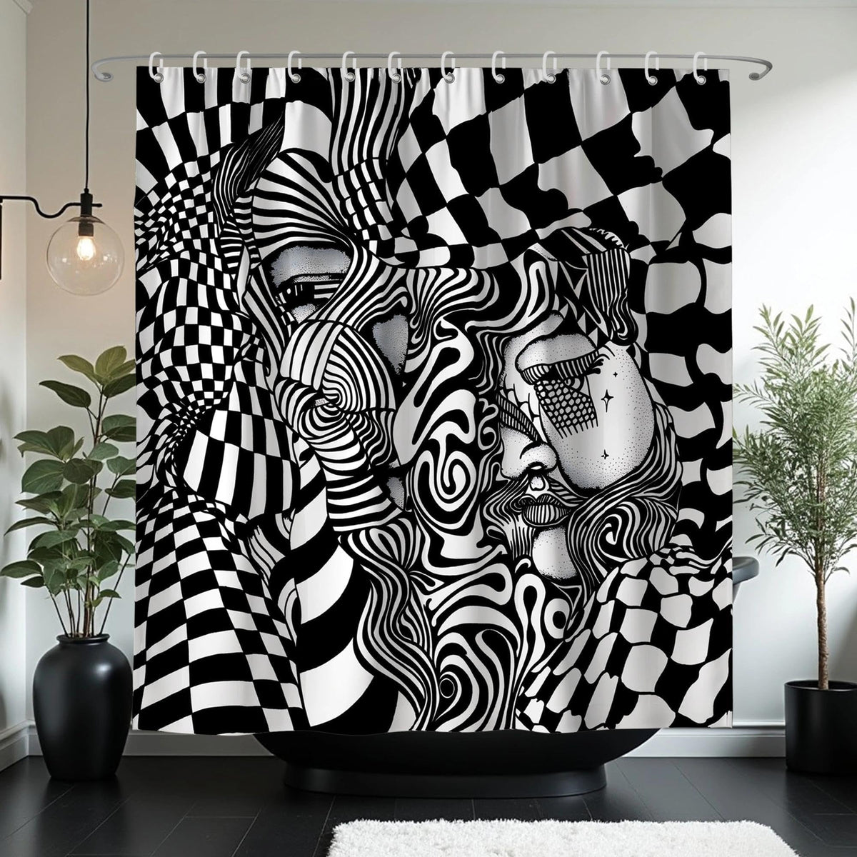 Black Goth Witchy Skull Shower Curtain Gothic Home Gift 72x72 Inches