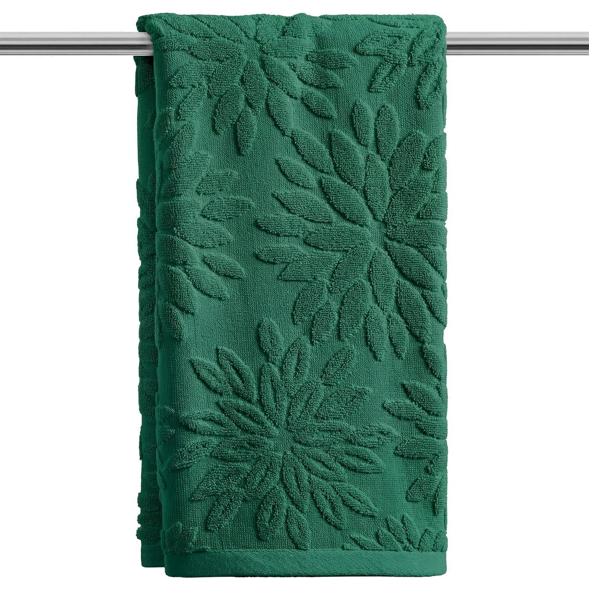 Artoid Mode 2 Pcs Olive Green 3D Dahlia Floral Jacquard Hand Towels for Bathroom, Cotton Soft Absorbent Bathroom Decor Towels, 13.7 x 29.5 Inch