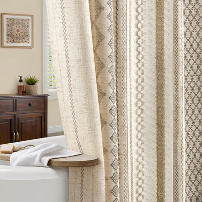 Nave Blue Boho Linen Shower Curtain,72" W x 72" L
