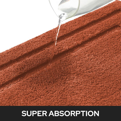HOMEIDEAS Fall Bathroom Rugs Sets, 2 Piece Soft Bath Mat Burnt Orange