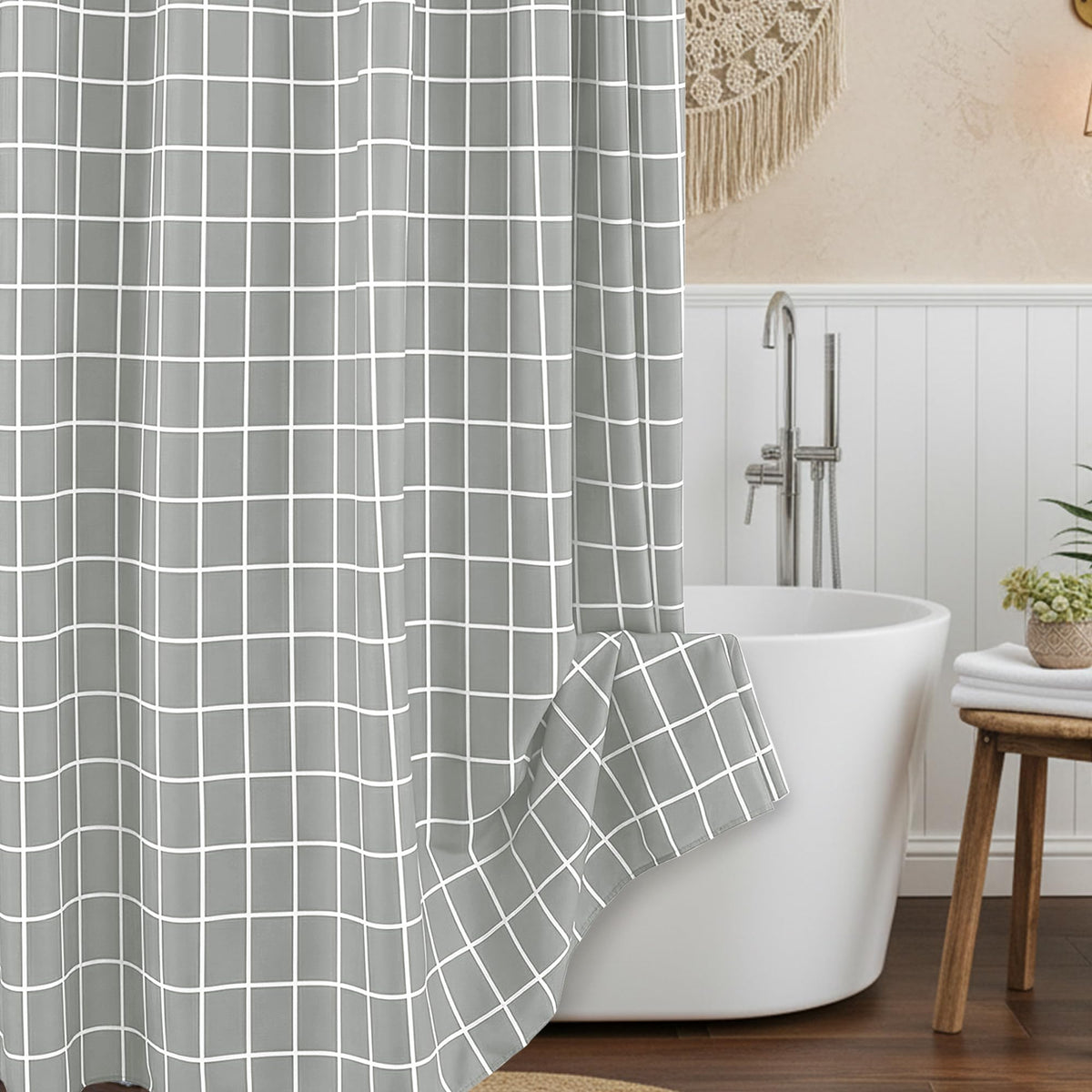 Fabric Shower Curtain-Black & White Farmhouse Shower Curtains for Bathroom