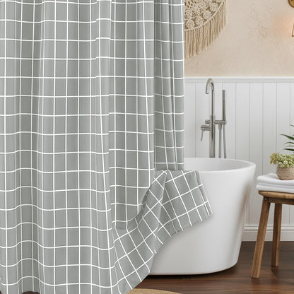 Fabric Shower Curtain-Black & White Farmhouse Shower Curtains for Bathroom
