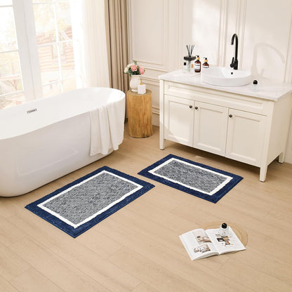 CozeCube Navy Blue Bath Mat 24"x16" Non Slip Washable Rug