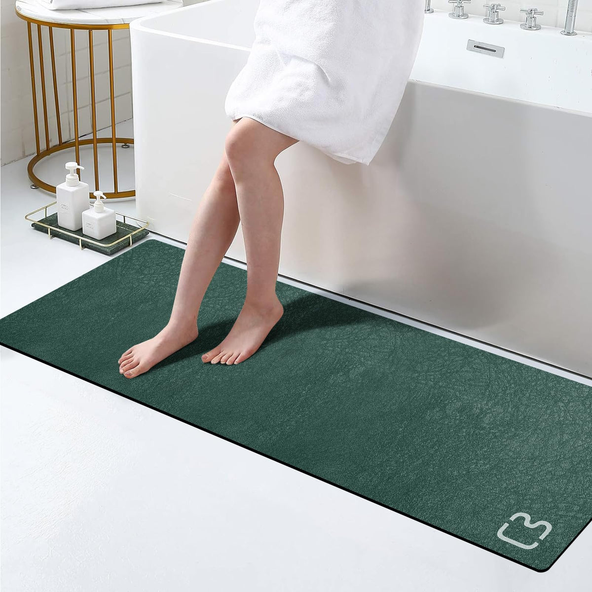 RUERYA Grey Long Bathroom Rugs Large Stone Bath Mats for Bathroom,15.7"x47"