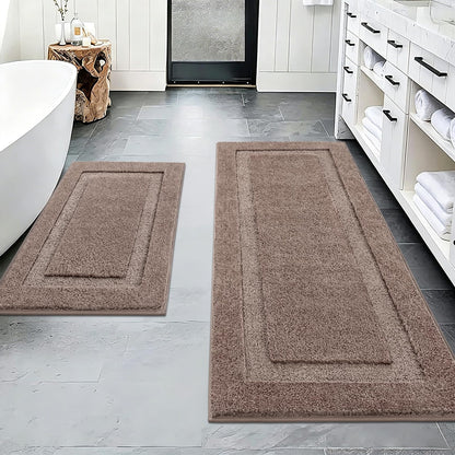 SHACOS Soft Microfiber Bathroom Rugs Set of 2 Pieces, White