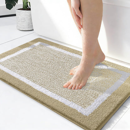 OLANLY Small Bathroom Rugs 24x16, Soft Absorbent Microfiber Bath Rugs, Grey