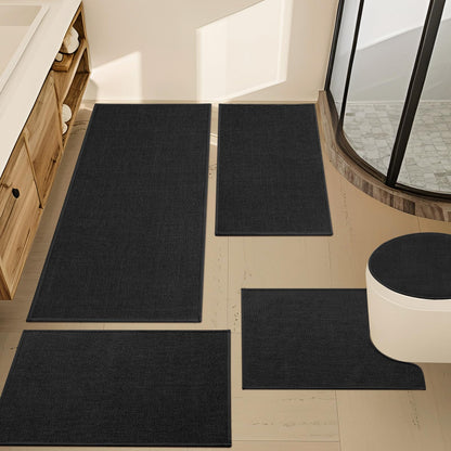 YIHOUSE Bathroom Rugs Thin Bath Mat Sets 2 Pieces Quick Dry,Beige
