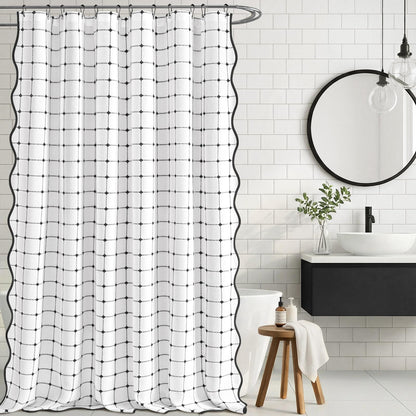 Black and White Boho Shower Curtain, 72" W X 72" L