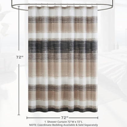 Madison Park Saben Shower Curtain for Bathroom, 72 x 72, Taupe/Black