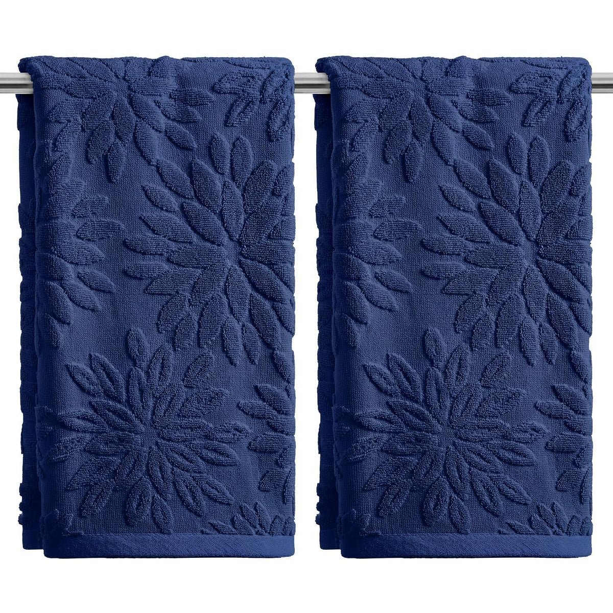 Artoid Mode 2 Pcs Olive Green 3D Dahlia Floral Jacquard Hand Towels for Bathroom, Cotton Soft Absorbent Bathroom Decor Towels, 13.7 x 29.5 Inch