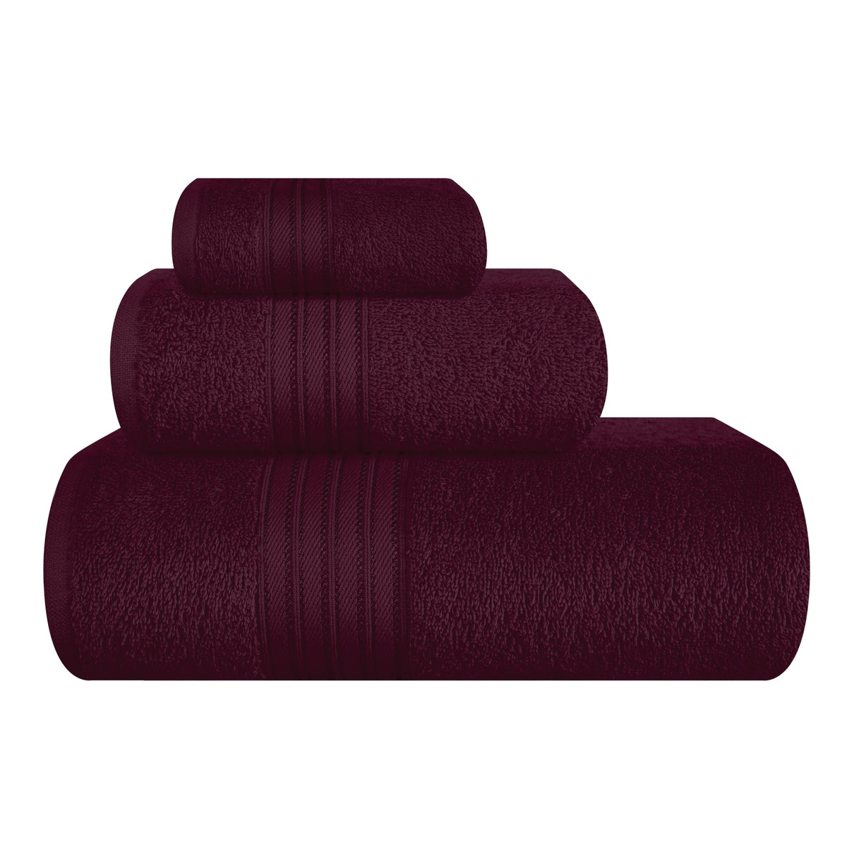 BOUTIQUO 6 Pack Cotton Towel Set, Contains 2 Bath Towels 28x55 inch, 2 Hand Towels 16x24 inch & 2 Wash Coths 12x12 inch, Ideal Everyday use, Ultra Soft Compact & Lightweight - Purple