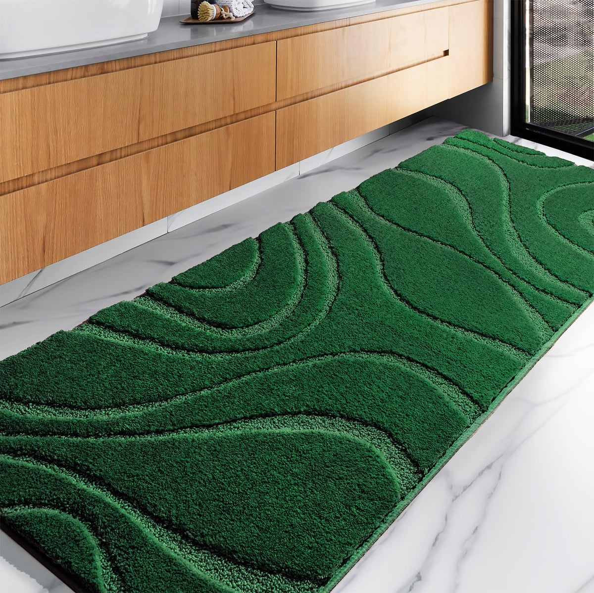 DEXDE Bathroom Rugs Runner 24x60 Long Non-Slip Bath Mats Floor Shower Gray