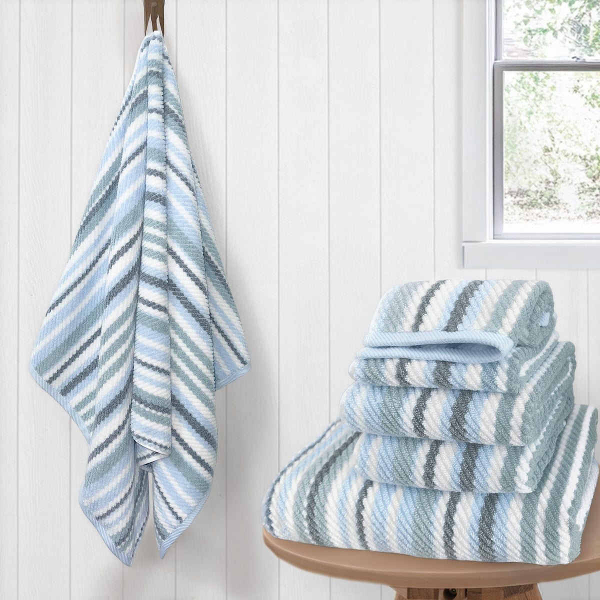 VOOVA & MOVAS Hand Towels 4 Pack, 100% Cotton, 16x27 in, Sage Beige
