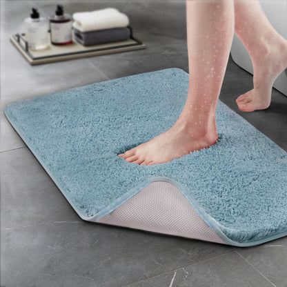 TECHMILLY Shaggy Bathroom Rugs Thick Non Slip Microfiber Mat Green 17"x24"