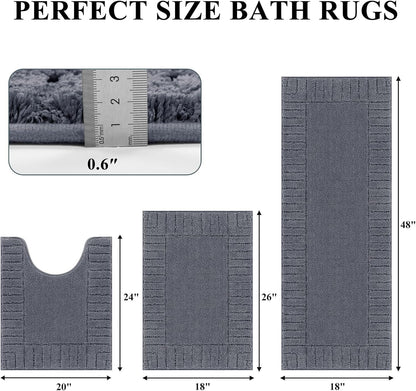 Pauwer Bathroom Rugs Sets 3 Piece, Microfiber Bath Mat Set, Dark Grey