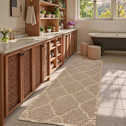 ZALL Tan Waffle Bath Mat,Super Absorbent Non Slip Bathroom Rug,Brown 18x30inch,Machine Washable Ultra Soft Floor Mats