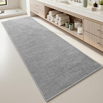 AMOAMI Bath Mat Non Slip Super Absorbent Quick Dry Bath Mats for Bathroom Floor Rubber Backing Washable Bathroom Rugs Modern Woven Jacquard Mat, Beside Tub Bath Rugs, 17" x 24", Brown