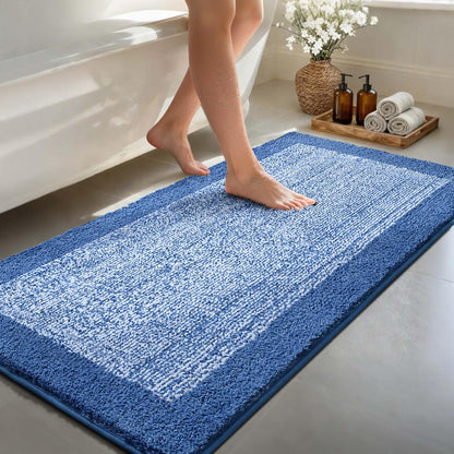 Long 2x4 Ft (48''x24'') Bathroom Rugs, Non Slip Washable Bath Mat Grey