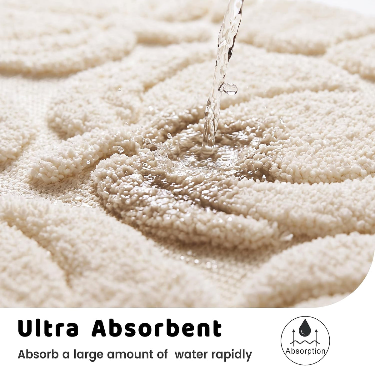Luxury Fall Autumn Beige Cream Pumpkin Bathroom Mat, 17"x25" Extra Soft and Absorbent Microfiber Bath Rug, Non-Slip TPR Back, Plush Shaggy Bath Carpet for Floor