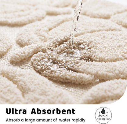 Luxury Fall Autumn Beige Cream Pumpkin Bathroom Mat, 17"x25" Extra Soft and Absorbent Microfiber Bath Rug, Non-Slip TPR Back, Plush Shaggy Bath Carpet for Floor