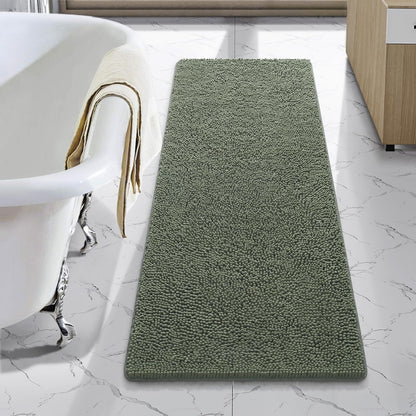 LOCHAS Luxury Bathroom Rug Shaggy Bath Mat 24 x 60 Inch, Gray