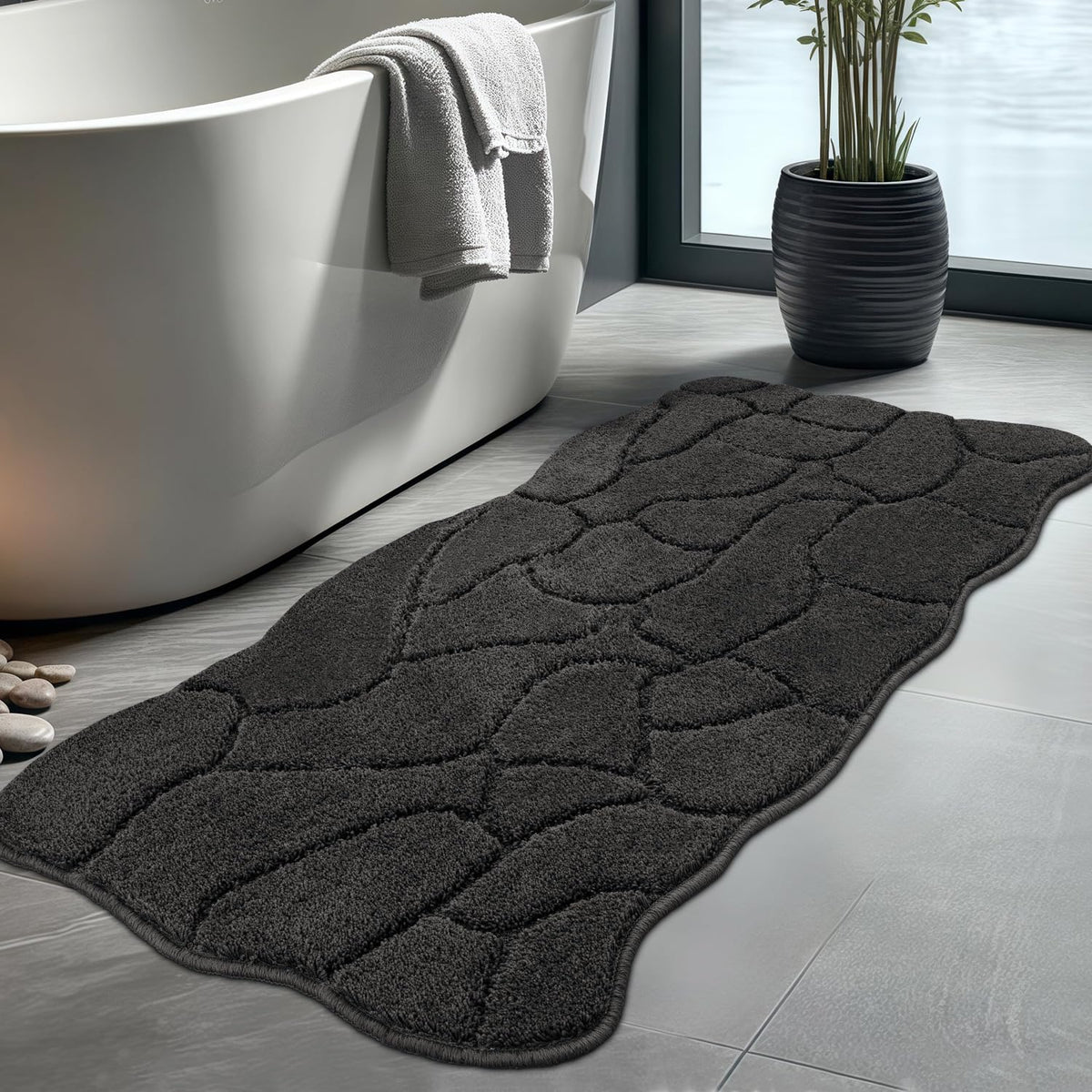 BSICPRO ‌Purple Bathroom Rugs, 24x36 Floral Bath Mats, French Rustic Style
