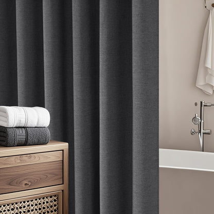 Seenus Linen Look Farmhouse Thick Fabric Shower Curtain Brown, Faux Linen Textured Country Rustic Shower Curtains Water-Resistant, 72 x 72 Inch Tan Taupe Heavyweight Shower Curtain for Bathroom Hotel