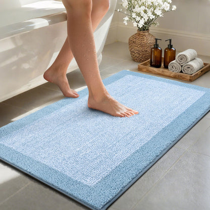 Long 2x4 Ft (48''x24'') Bathroom Rugs, Non Slip Washable Bath Mat Grey