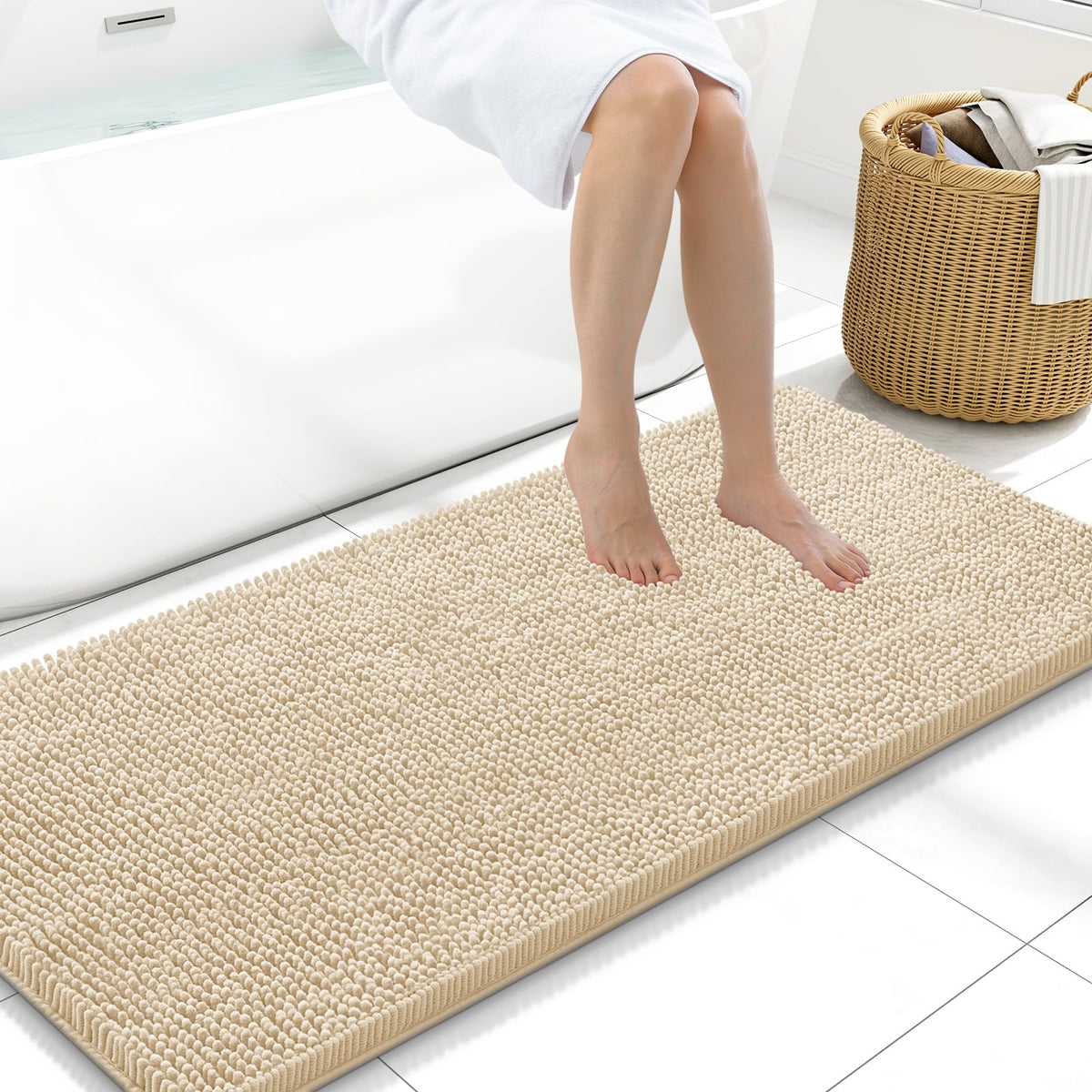 Arotive Bathroom Rugs 24x16, Soft Absorbent Shaggy Chenille Bath Rugs