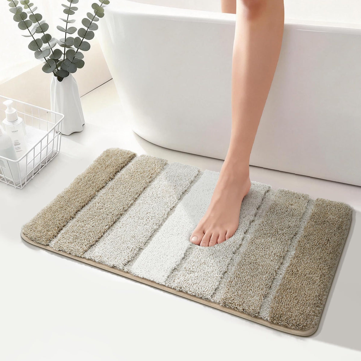 COSY HOMEER Bathroom Rugs 24x17,Ultra Soft Absorbent Bath Mat,Grey