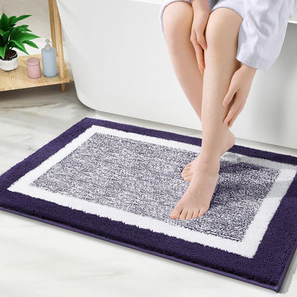 OLANLY Small Bathroom Rugs 24x16, Soft Absorbent Microfiber Bath Rugs, Grey