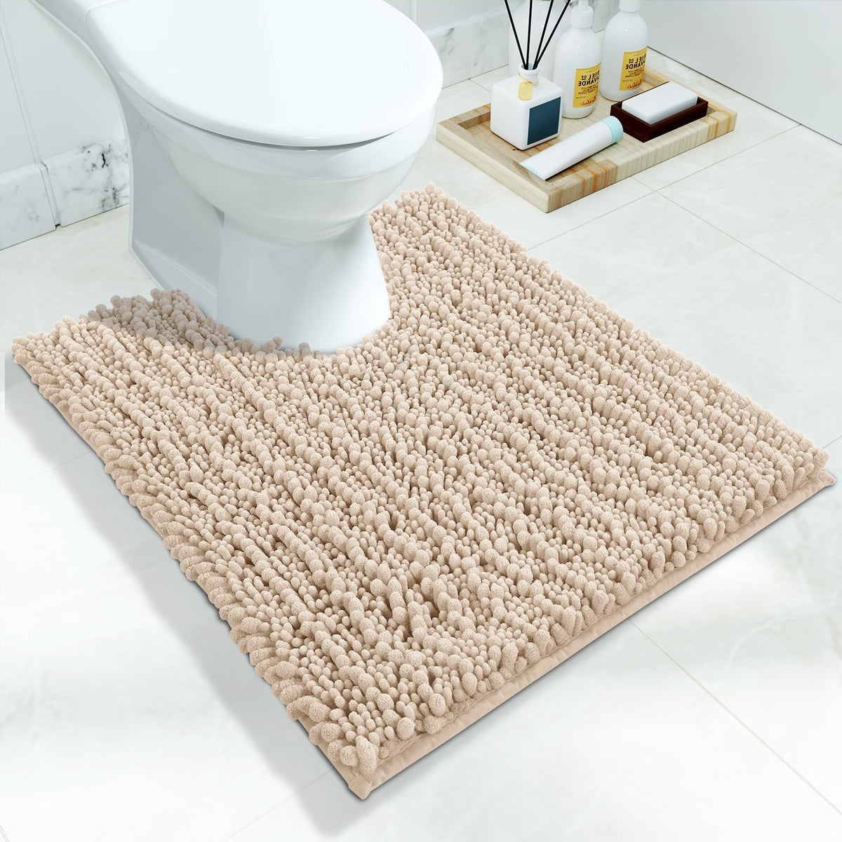Yimobra Bathroom Rugs Non Slip Washable 32x20 Inch - Ultra Soft Absorbent Chenille Bath Mat, Quick Dry Shaggy Floor Carpet for Tub Shower, Gray Home Decor Accessories