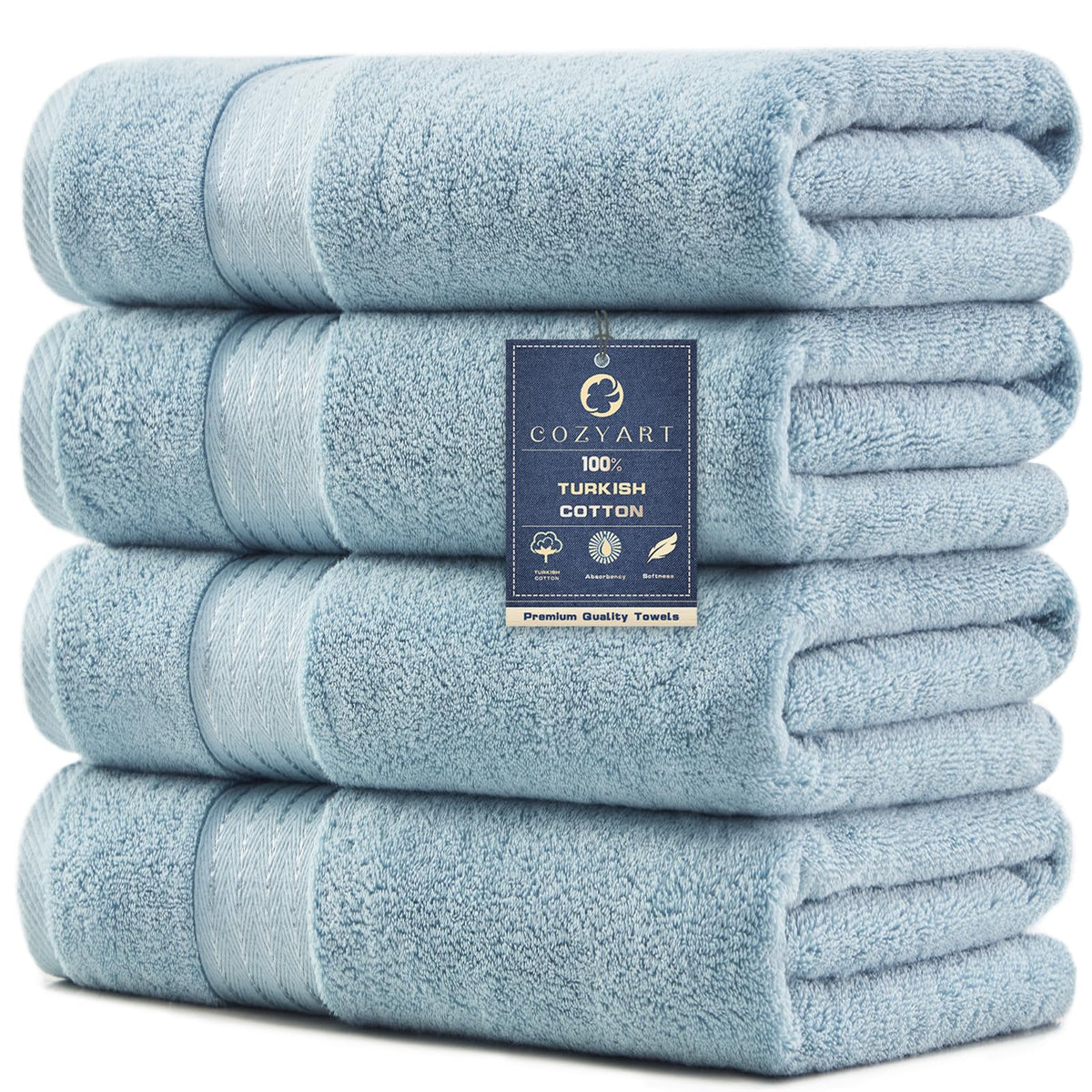 COZYART Luxury Bath Towels 4 PCS, 27x54 650 GSM Turkish Cotton Burnt Orange