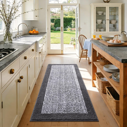Long 2x4 Ft (48''x24'') Bathroom Rugs, Non Slip Washable Bath Mat Grey